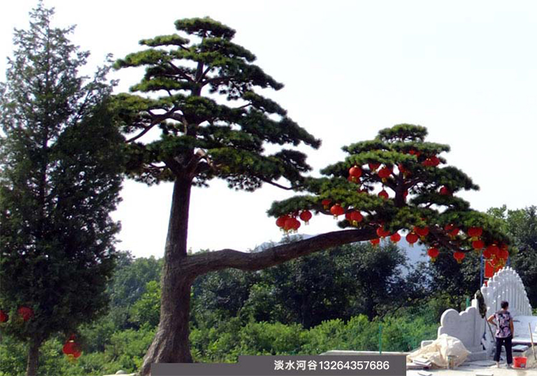 現(xiàn)場制作仿真松樹，工藝精美效果逼真—北京圣園工程