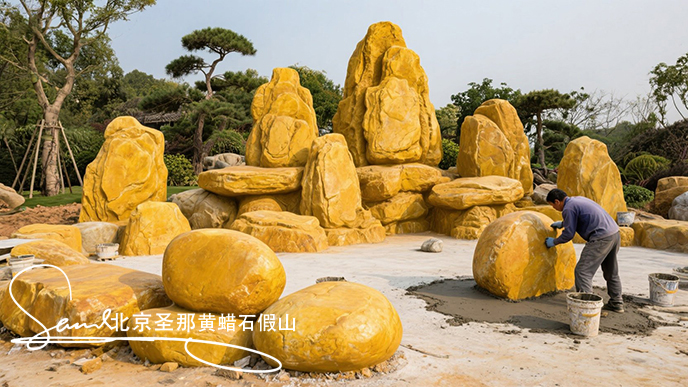 黃蠟石假山