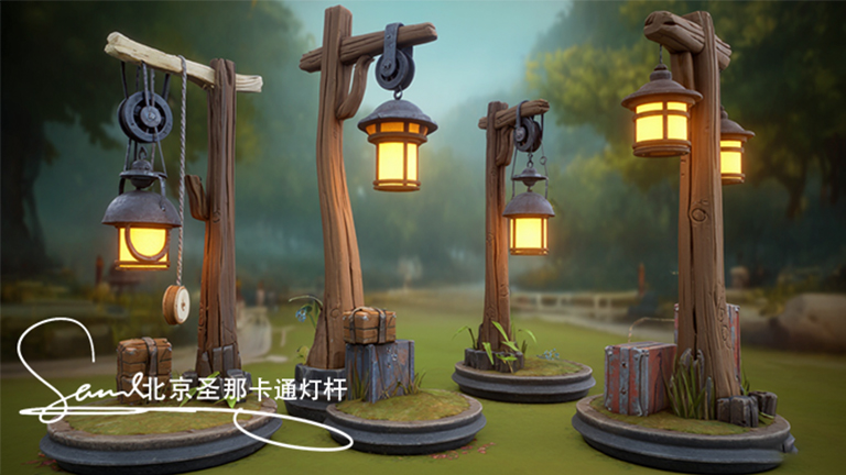 水泥仿木燈桿